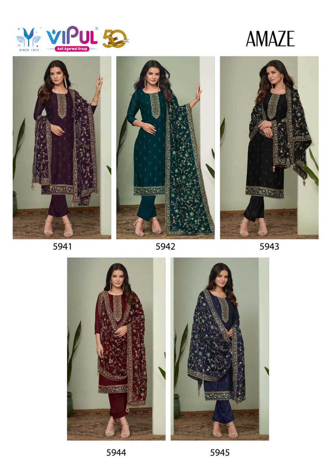 Amaze By Vipul Silk Georgette Embroidery Salwar Kameez Wholesale Market In Surat